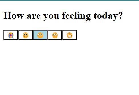 A screenshot of 5 mood selector buttons. The &quot;same&quot; one is selected.